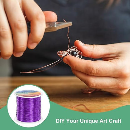 2-Rolls 0.4mm Jewelry Wire, 26 Gauge 328FT Craft Wire Copper Beading Wire for Jewelry Making/Planting/Weaving/DIY Crafting, Soft Metal Wires [100M, Purple]