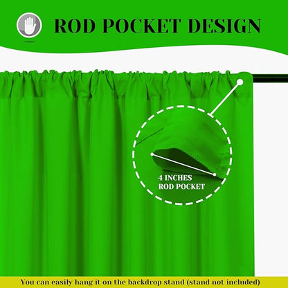 10ft x 8ft Green Screen Backdrop for Photography, High Density Backdrop Curtains, Backdrops for Photoshoot for Photography, Video Calls, Streaming, Gaming, Greenscreen Background, 5ft x 8ft, 2 Panels