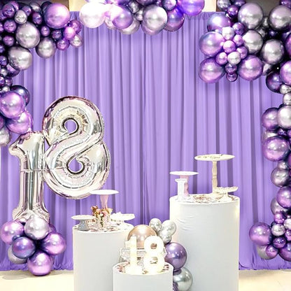 AK TRADING CO. 10 feet x 10 feet Polyester Backdrop Drapes Curtains Panels with Rod Pockets - Wedding Ceremony Party Home Window Decorations - Lavender
