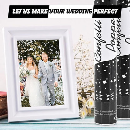 Confetti Poppers 12 Pack - White Confetti Cannons for Wedding, Birthday, Graduation, Baby Shower, Anniversary, Christmas & New Year's