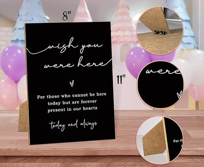 Wish You Were Here, Wedding Memorial Sign, 8x11 Black Minimalist Style Memorial Table Sign for Wedding, Wedding Decorations, Memorial Gifts For Loss of Loved One -2