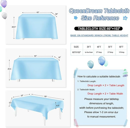 QueenDream Aqua Blue Tablecloth 60 x 102 Inch Sequin Tablecloth for Party Decorations Glitter Tablecloth for Bridal Baby Shower Wedding