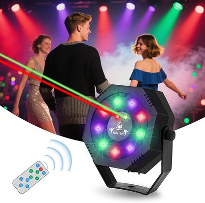 Party Light, Sound Activated DJ Lights with Remote Control, 9 LED Colorful Strobe Disco Light for Indoor Club Parties KTV Halloween Christmas Birthday Decorations Outdoor Glow