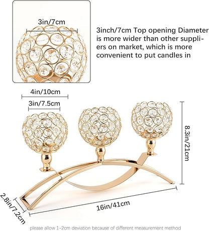 VINCIGANT Candle Stick Holder Decor Gold Candle Holders for Wedding,3-Candle Candelabras for Christmas Party Dinning Room Table Centerpiece,Gift Boxed for Thanksgiving