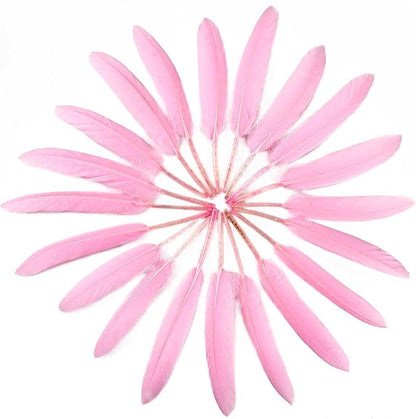 FeelfunFeather 120pcs Goose Cochettes Feather Natural Bulk 4-6 inch 10-15cm for Wedding Party Christmas Decorations DIY Crafts Goose Cochettes Feather,Pink