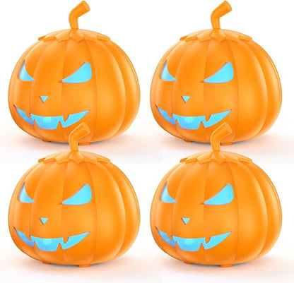 Fog Machine with LED RGB Lights, 800W Halloween Fog Machine with Remote Control, Pumpkin Smoke Machine 12 Colors Lighting Effect for Halloween Band DJ Show Club Outdoor Camping, 4 Pack