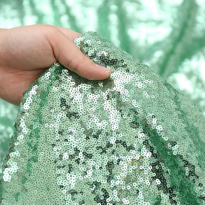 Poise3EHome Mint Green Sequin Backdrop, 10Ft x 10Ft Glitter Photography Background Curtains, Sequence Drapes for Party Baby Shower Wedding Birthday Christmas Thanksgiving Halloween Decoration