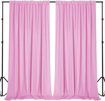 Sugargirl 10x10FT Pink Backdrop Curtains Polyester Photo Backdrop Drapes Curtains 2 Panels with Rod Pockets for Party Birthday Wedding Photography Home Decoration