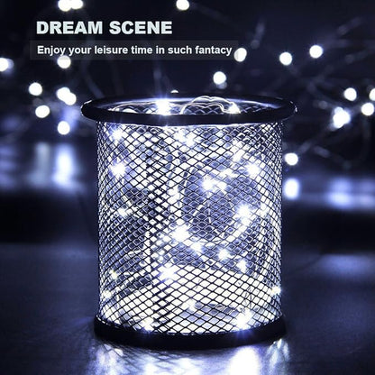 CYLAPEX 12 PCS Fairy Lights Cool White 3.3FT Silvery Copper Wire 20 LED String Lights Battery Powered, Starry String Lights Battery Operated Firefly Lights for Costume DIY Wedding Home Party Christmas