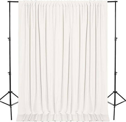 DWCN 10x10 FT Ivory Backdrop Curtains for Parties, Photography Backdrop Drapes with Rod Pockets for Wedding Decorations Stage Birthday Family Gatherings, 2 Panels 5ft x 10ft