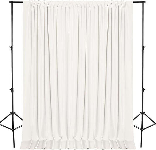DWCN 10x8 FT Ivory Backdrop Curtains for Parties, Photography Backdrop Drapes with Rod Pockets for Wedding Decorations Stage Birthday Family Gatherings, 2 Panels 5ft x 8ft