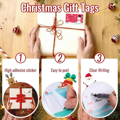 500 PCS Tags - Santa Claus Stickers, Self-Adhesive Cartoon Christmas Tags for Festival & Holiday Decor（New）