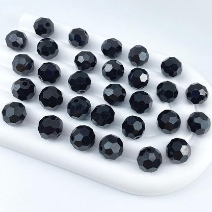 200 PCS 6mm Crystal Glass Beads Round Multiple Faceted Loose Spacer Glass Beads for DIY Handcrafte Bracelet Necklace Earring Jewelry Making(Black)