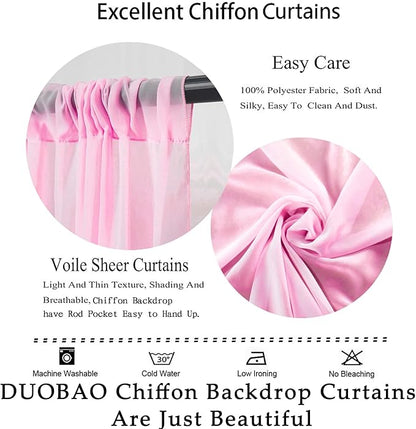 DUOBAO Pink Chiffon Backdrop Curtain-2 Panels 29x120-Inch Wedding Draping Beach Curtains for Living Room Polyester Voile Window Darpes Photography Backdrops for Party Ceremony (29''x120''x2pc)