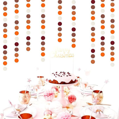 Boho Burgundy Brown-Orange Party-Decorations Streamers - 52Ft Birthday Baby Shower Hanging Paper Garland Banner,Fall Autumn Thanksgiving Harvest Rustic Wedding Bridal Classroom Supplies Decor Hugtmr