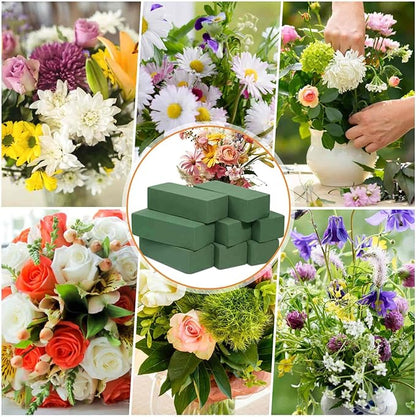 8 Pcs Floral Foam Blocks for Flower Arrangement (7.8” L x 3.5” W x 2.4” H) Wet and Dry Green Floral Foam for Wedding, Birthdays, Home Decorations