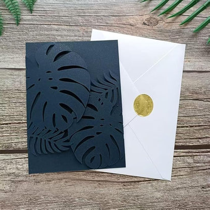 Navy Blue Laser Invitation Card, Palme Invitation Jacket for 5X7 card, Fit for Wedding Engagement Birthday Celebration Party 20 Sets (navy blue)