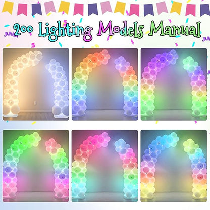 AerWo Lighted Balloon Arch Kit 8.2FT & 6FT, Free Bending Top Half Balloon Arch Stand with Base, Floor Frame for Wedding Birthday Party Baby Shower Yard Lawn Home Halloween Decorations