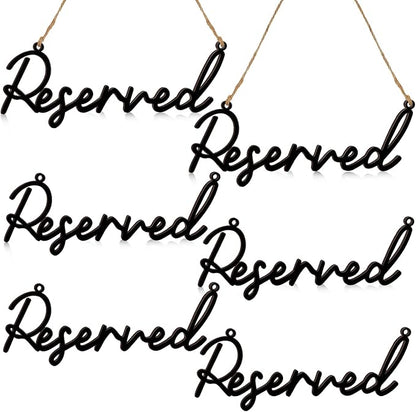 12 Pcs Reserved Seating Signs for Wedding Chairs Hanging Wooden Rustic Reserved Row Signs with Rope Wooden Tag for Wedding Church Pews Restaurant(Black)