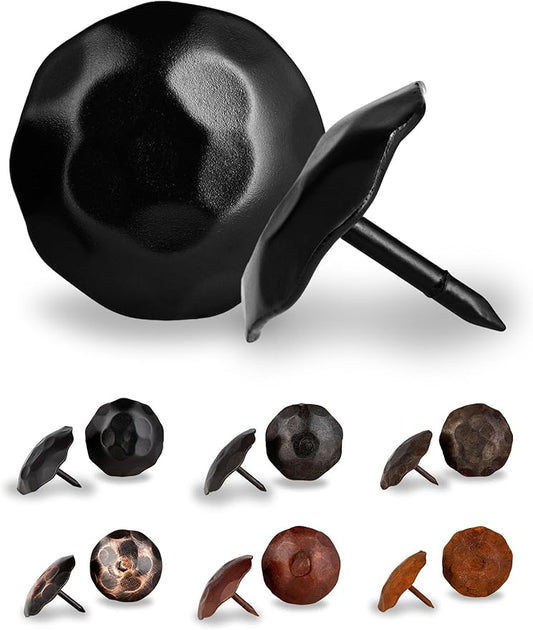10 Pack 1.25" Round Head Iron Clavos Decorative Nails – Black – Handmade Rustic Round Fasteners for Farmhouse Shutters, Faux Wood Beams, Barn Doors, Shutters, Gates – Ornamental Wood Accent