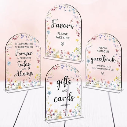 4 Pcs Wedding Decor, Ceremony Sign, Wedding Sign for Reception & Event Party,Bridal Shower Decorations, Wedding Table Decor Accessories for Anniversary And Event 5x7 Inch