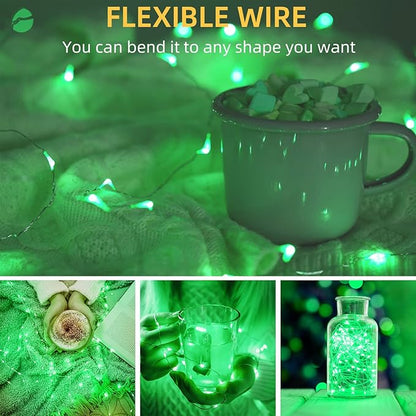 LAMPHOME 20 Pack Fairy Lights Battery Operated String Lights, 20 LED on 6.6FT Silvery Copper Wire, Firefly Fairy String Lights for Wedding Party Mason Jar Christmas Decorations Bedroom Decor(Green)