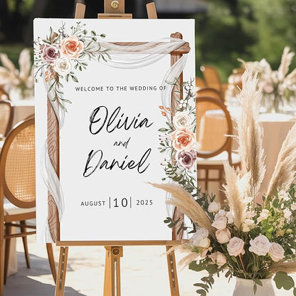 Personalized Welcome Wedding Sign for Celebration Decor, Custom Weddings Reception Signs, Corrugated Plastic for Bride & Groom, Entrance Sign Wedding Canvas, Wall Art for Bridal Party