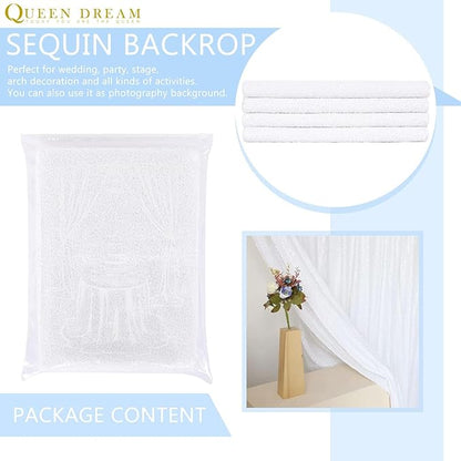 White Sequin Backdrop Curtain 7ft x 7ft Party Backdrop Curtains Sparkly Photo Backdrop for Party Wedding Birthday Wall Decoration