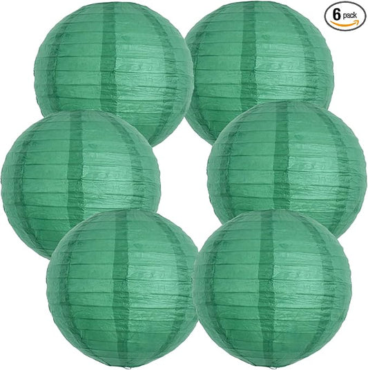 BEISHIDA 12-Inch Green Round Paper Lanterns Hanging Decorative Chinese Paper Lanterns Lamp for Birthday Wedding Party Irish Party Saint Patricks Day Decoration and Baby Bridal Shower（6 Packs）