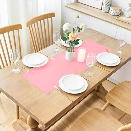2 Pack Pink Small Short Table Runner 12 x 24 Inch Solid Color Runners Coffee Table Dresser for Daily Party Home Decoration