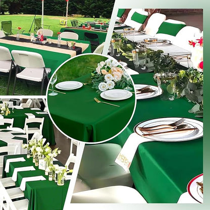 Hunter Green 6 Pack Polyester Table Cloth 60 x 84 Inch, Rectangle Tablecloths for 6 Foot Tables Washable Table Cloth for Party Wedding