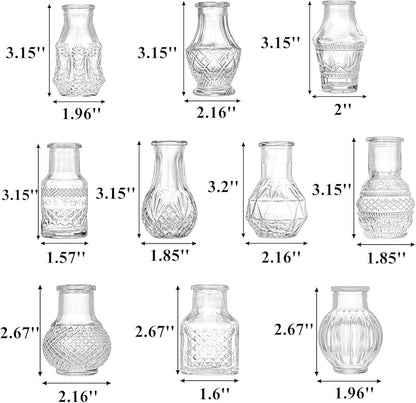 Tebery 20 Pack Glass Bud Vases, Clear Small Flower Vase for Centerpieces, Vintage Mini Glass Vase Set Bulk for Table Wedding Home Party Decoration
