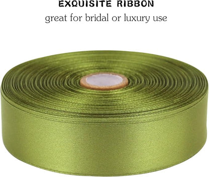 Light Green Solid Satin Ribbon 1 Inch 50 Yards Solid Polyester Fabric Ribbon for Gift Wrapping Wedding Christmas Baby Shower Birthday Party Decoration Handmade Immortal Flower Craft