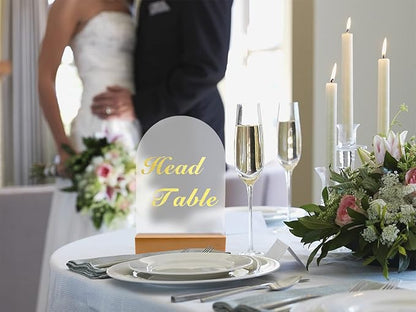 Frosted Blank Arch Acrylic Sign with Wooden Stands - 10 Pack DIY Customizable Sign Kit for Wedding Table Numbers, Restaurant Party Bridal Shower (4x6 Inch)