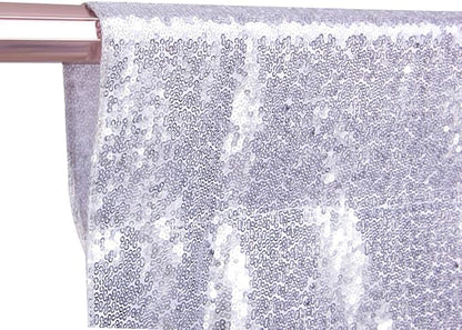 SquarePie Sequin Backdrop Curtain Not See Through Background for Wedding Party 7FT x 7FT Silver