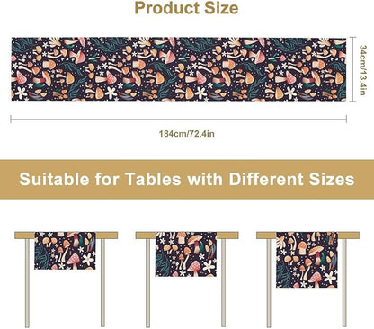 Mushroom Table Runner,Retro Forest Plant Table Cloth Farmhouse Kitchen Dining Table Decoration for Home Party Decor 13x120 Inch