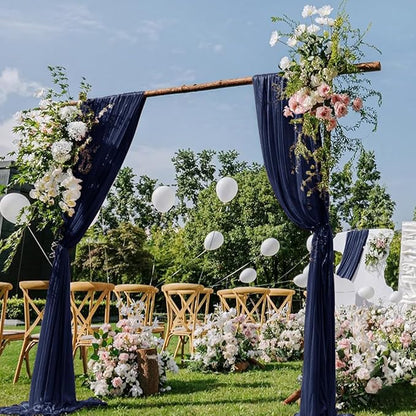 Navy Blue Wedding Arch Draping Fabric 4 Panels 29" x 20 FT Navy Wedding Drapes for Backdrop Sheer Curtain Drapes for Romantic Bridal Baby Shower Ceremony Birthday Party Fall Outdoor Events