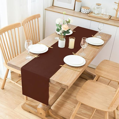 2 Pack Chocolate Long Table Runner 12 x 108 Inch Solid Color Farmhouse Runners Coffee Table Dresser for Daily Party Home Decoration