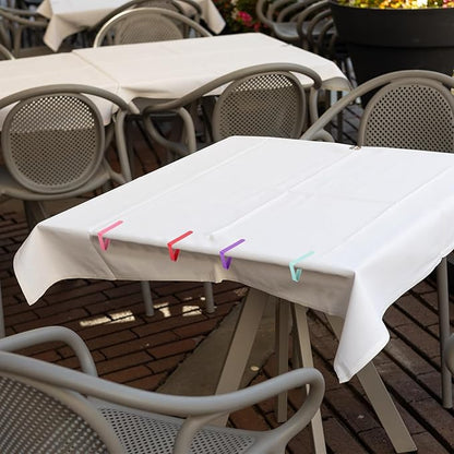 uxcell 4 Pack Tablecloth Clips, Stainless Steel Table Cloth Cover Clamps, 2.56" x 2.68" Windproof Holder Clips for Home Party Picnic Wedding Camping Dining Tables, White