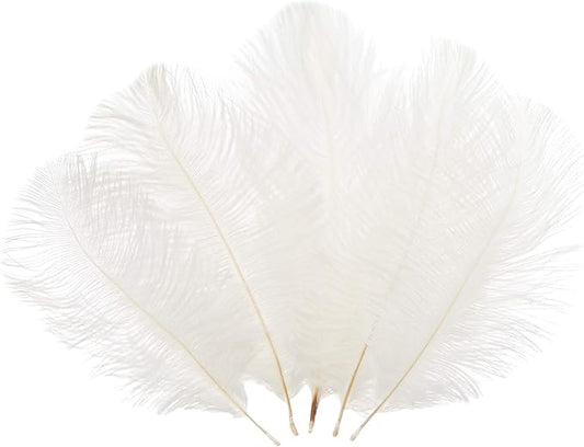 Sowder 6-8inch(15-20cm) Ostrich Feathers Plume for Wedding Centerpieces Home Decoration Pack of 10pcs(White)