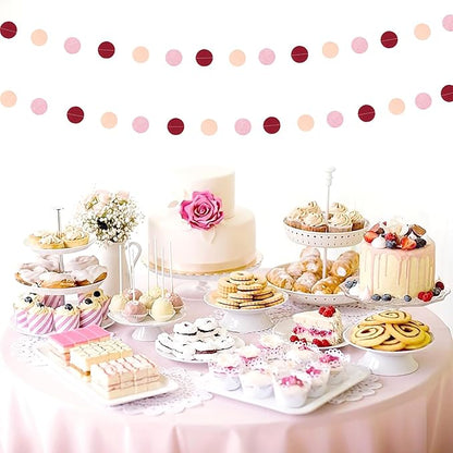 Burgundy Pink Peach Party-Decorations Paper-Garland - 52ft Rose Gold Glitter Streamers Banner,Birthday Princess Baby Bridal Shower Wedding Hanging Supplies Decor Hugfond