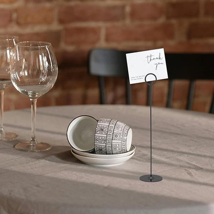 Urban Deco 36PK Table Number Holders Place Card Holders 12 Inch Table Card Holders Steel Card Holders for Photos, Food Signs, Memo Notes, Weddings, Restaurants, Birthdays (Black 36PK)