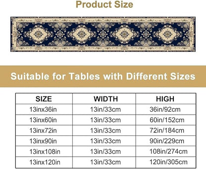 Vintage Elegant Farmhouse Table Runner Blue Beige Flower for Home Farmhouse Kitchen Table Dining Coffee Room Garden Party Wedding Decor 13x36in