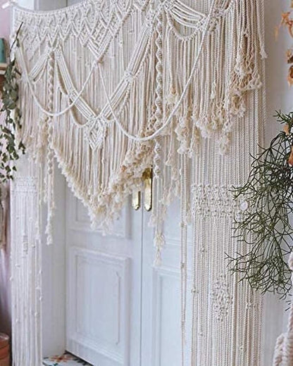 S.N.HANDICRAFTS Macrame Large Curtain Bohemian Boho Decoration Backdrop Wedding Wall Hanging (75X85)