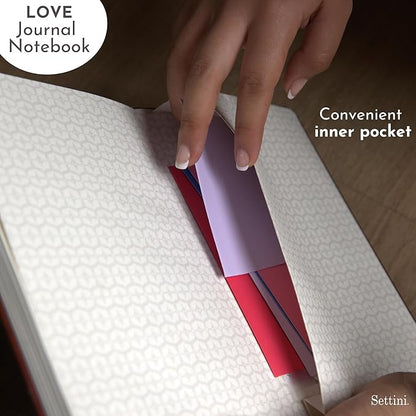 SETTINI Lined Journal, Ideal for Journaling - A5 Vegan Leather Notebook, 192 Archival-Quality Pages, QuillEase Bleed-Free Paper, Inner Pocket & Bookmark - Love Journal for Women, Red Heart