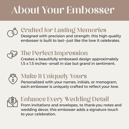 Personalized Wedding Embosser | Custom Made with Initials or Monograms for Couples | Elegant Designs for Stationery, Invitations, Napkins, and More (Design 6)