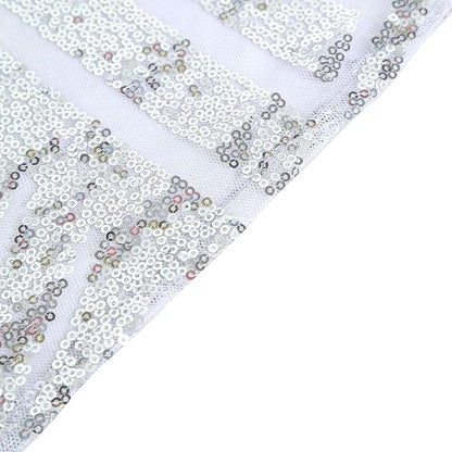 Efavormart 72" Silver Sparkly Sequin Geometric Tulle Square Table Overlay