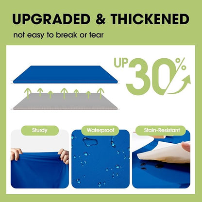 Pureegg Plastic Table Cloth Disposable 10 Pack, 84'' Round Table Cloths, Graduation, Patriotic Decorations, Thanksgiving, Veterans Day Tablecloths, Round, Plastic Cover, Leakproof & Sturdy, Blue
