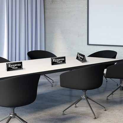 300 Pcs Paper Table Reserved Sign with Name Line Reserved Seating Signs Bulk Double Sided Signs for Reserving Seats Restaurant Wedding Reception Church Board Business Meeting (Black White)