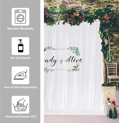 White Backdrop Curtain for Wedding Decor Holiday Party - White Wedding Backdrop Polyester Photography Backdrop Drapes Baby Shower Birthday Privacy Sliding Curtains Home Decor, 5ft x 8ft, 2 Panels